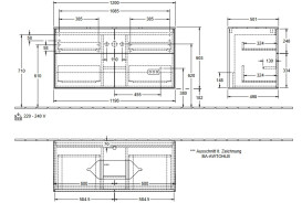 Тумба под раковину Villeroy & Boch Finion 120х50,1 см с подсветкой МДФ антрацит матовый лак/стекло черное матовое G26200GK