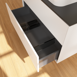 Тумба под раковину Villeroy & Boch Finion 100х50,1 см МДФ белый матовый лак/стекло черное матовое F64200MT