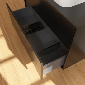 Тумба под раковину Villeroy & Boch Finion 100х50,1 см МДФ черный матовый лак/стекло черное матовое F64200PD