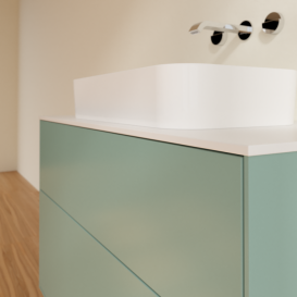 Тумба под раковину Villeroy & Boch Finion 100х50,1 см МДФ оливковый матовый лак/стекло белое матовое F64100GM