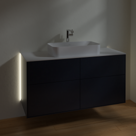 Тумба под раковину Villeroy & Boch Finion 120х50,1 см с подсветкой МДФ темно-синий матовый лак/стекло белое матовое G26100HG