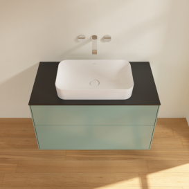 Тумба под раковину Villeroy & Boch Finion 100х50,1 см МДФ оливковый матовый лак/стекло черное матовое F64200GM