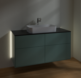 Тумба под раковину Villeroy & Boch Finion 120х50,1 см с подсветкой МДФ оливковый матовый лак/стекло черное матовое G26200GM