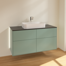 Тумба под раковину Villeroy & Boch Finion 120х50,1 см с подсветкой МДФ оливковый матовый лак/стекло черное матовое G26200GM