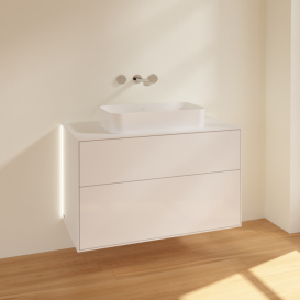 Тумба под раковину Villeroy & Boch Finion 100х50,1 см с подсветкой МДФ глянцевый белый лак/стекло белое матовое G64100GF