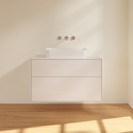 Тумба под раковину Villeroy & Boch Finion 100х50,1 см с подсветкой МДФ глянцевый белый лак/стекло белое матовое G64100GF