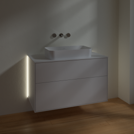 Тумба под раковину Villeroy & Boch Finion 100х50,1 см с подсветкой МДФ глянцевый белый лак/стекло белое матовое G64100GF