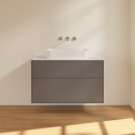 Тумба под раковину Villeroy & Boch Finion 100х50,1 см с подсветкой МДФ антрацит матовый лак/стекло белое матовое G64100GK