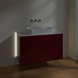 Тумба под раковину Villeroy & Boch Finion 100х50,1 см с подсветкой МДФ пион матовый лак/стекло белое матовое G64100HB