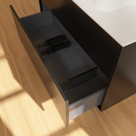 Тумба под раковину Villeroy & Boch Finion 100х50,1 см с подсветкой МДФ черный матовый лак/стекло белое матовое G64100PD