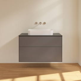 Тумба под раковину Villeroy & Boch Finion 100х50,1 см с подсветкой МДФ антрацит матовый лак/стекло черное матовое G64200GK