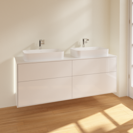 Тумба под раковину Villeroy & Boch Finion 160х50,1 см с подсветкой МДФ глянцевый белый лак/стекло белое матовое G31100GF