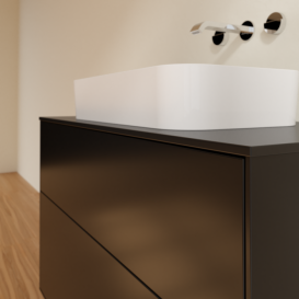 Тумба под раковину Villeroy & Boch Finion 100х50,1 см с подсветкой МДФ черный матовый лак/стекло черное матовое G64200PD