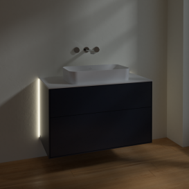 Тумба под раковину Villeroy & Boch Finion 100х50,1 см с подсветкой МДФ темно-синий матовый лак/стекло белое матовое G64100HG