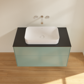 Тумба под раковину Villeroy & Boch Finion 100х50,1 см с подсветкой МДФ оливковый матовый лак/стекло черное матовое G64200GM