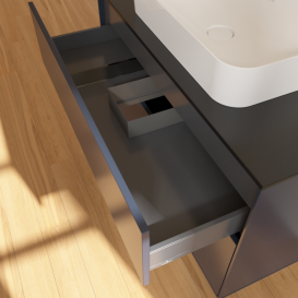 Тумба под раковину Villeroy & Boch Finion 100х50,1 см с подсветкой МДФ темно-синий матовый лак/стекло черное матовое G64200HG