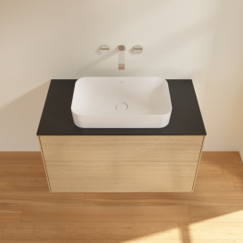 Тумба под раковину Villeroy & Boch Finion 100х50,1 см с подсветкой МДФ шпон дуба/стекло черное матовое G64200PC