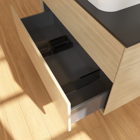 Тумба под раковину Villeroy & Boch Finion 100х50,1 см с подсветкой МДФ шпон дуба/стекло черное матовое G64200PC