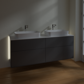 Тумба под раковину Villeroy & Boch Finion 160х50,1 см с подсветкой МДФ антрацит матовый лак/стекло белое матовое G31100GK