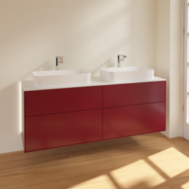 Тумба під раковину Villeroy & Boch Finion 160х50,1 см з підсвічуванням МДФ півонія матовий лак/скло біле матове G31100HB