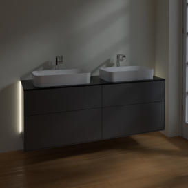 Тумба под раковину Villeroy & Boch Finion 160х50,1 см с подсветкой МДФ антрацит матовый лак/стекло черное матовое G31200GK