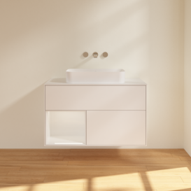 Тумба под раковину Villeroy & Boch Finion 100х50,1 см с подсветкой МДФ белый матовый лак/стекло белое матовое F651GFMT