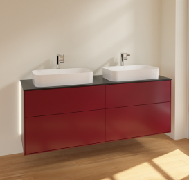 Тумба под раковину Villeroy & Boch Finion 160х50,1 см с подсветкой МДФ пион матовый лак/стекло черное матовое G31200HB