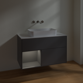 Тумба под раковину Villeroy & Boch Finion 100х50,1 см с подсветкой МДФ антрацит матовый лак/стекло белое матовое F651GKGK