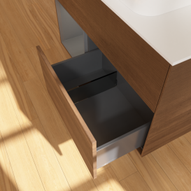 Тумба под раковину Villeroy & Boch Finion 100х50,1 см с подсветкой МДФ шпон грецкого ореха/стекло белое матовое F651GKGN