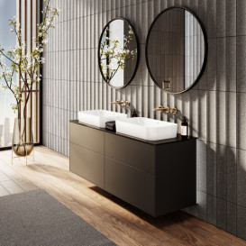 Тумба под раковину Villeroy & Boch Finion 160х50,1 см с подсветкой МДФ черный матовый лак/стекло черное матовое G31200PD