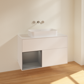 Тумба под раковину Villeroy & Boch Finion 100х50,1 см с подсветкой МДФ белый матовый лак/стекло белое матовое F651GKMT