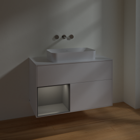 Тумба под раковину Villeroy & Boch Finion 100х50,1 см с подсветкой МДФ белый матовый лак/стекло белое матовое F651GKMT