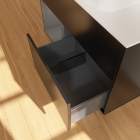 Тумба под раковину Villeroy & Boch Finion 100х50,1 см с подсветкой МДФ черный матовый лак/стекло белое матовое F651GKPD