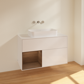 Тумба под раковину Villeroy & Boch Finion 100х50,1 см с подсветкой МДФ глянцевый белый лак/стекло белое матовое F651GNGF