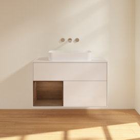 Тумба под раковину Villeroy & Boch Finion 100х50,1 см с подсветкой МДФ глянцевый белый лак/стекло белое матовое F651GNGF