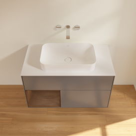 Тумба под раковину Villeroy & Boch Finion 100х50,1 см с подсветкой МДФ антрацит матовый лак/стекло белое матовое F651GNGK