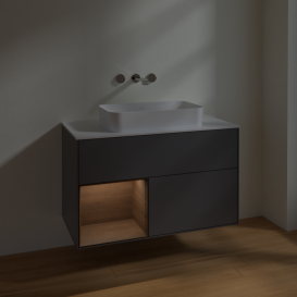 Тумба под раковину Villeroy & Boch Finion 100х50,1 см с подсветкой МДФ антрацит матовый лак/стекло белое матовое F651GNGK