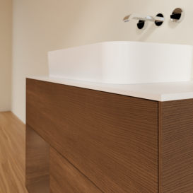 Тумба под раковину Villeroy & Boch Finion 100х50,1 см с подсветкой МДФ шпон грецкого ореха/стекло белое матовое F651GNGN