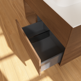 Тумба под раковину Villeroy & Boch Finion 100х50,1 см с подсветкой МДФ шпон грецкого ореха/стекло белое матовое F651GNGN