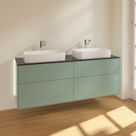 Тумба под раковину Villeroy & Boch Finion 160х50,1 см с подсветкой МДФ оливковый матовый лак/стекло черное матовое G31200GM