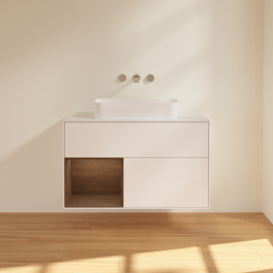 Тумба под раковину Villeroy & Boch Finion 100х50,1 см с подсветкой МДФ белый матовый лак/стекло белое матовое F651GNMT