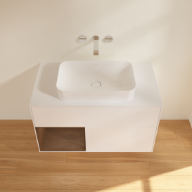 Тумба под раковину Villeroy & Boch Finion 100х50,1 см с подсветкой МДФ белый матовый лак/стекло белое матовое F651GNMT