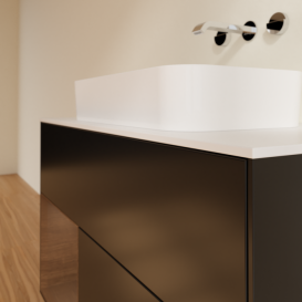 Тумба под раковину Villeroy & Boch Finion 100х50,1 см с подсветкой МДФ черный матовый лак/стекло белое матовое F651GNPD