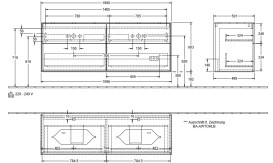 Тумба под раковину Villeroy & Boch Finion 160х50,1 см с подсветкой МДФ шпон дуба/стекло черное матовое G31200PC