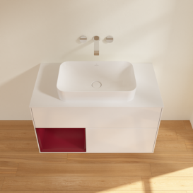 Тумба под раковину Villeroy & Boch Finion 100х50,1 см с подсветкой МДФ глянцевый белый лак/стекло белое матовое F651HBGF