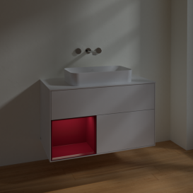 Тумба под раковину Villeroy & Boch Finion 100х50,1 см с подсветкой МДФ глянцевый белый лак/стекло белое матовое F651HBGF