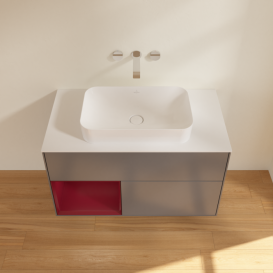 Тумба под раковину Villeroy & Boch Finion 100х50,1 см с подсветкой МДФ антрацит матовый лак/стекло белое матовое F651HBGK