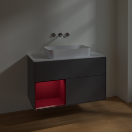 Тумба под раковину Villeroy & Boch Finion 100х50,1 см с подсветкой МДФ антрацит матовый лак/стекло белое матовое F651HBGK