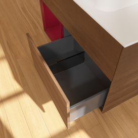 Тумба под раковину Villeroy & Boch Finion 100х50,1 см с подсветкой МДФ шпон грецкого ореха/стекло белое матовое F651HBGN