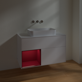 Тумба под раковину Villeroy & Boch Finion 100х50,1 см с подсветкой МДФ белый матовый лак/стекло белое матовое F651HBMT